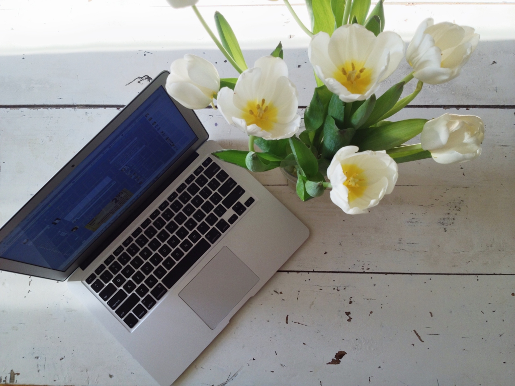 Tulips and Laptop