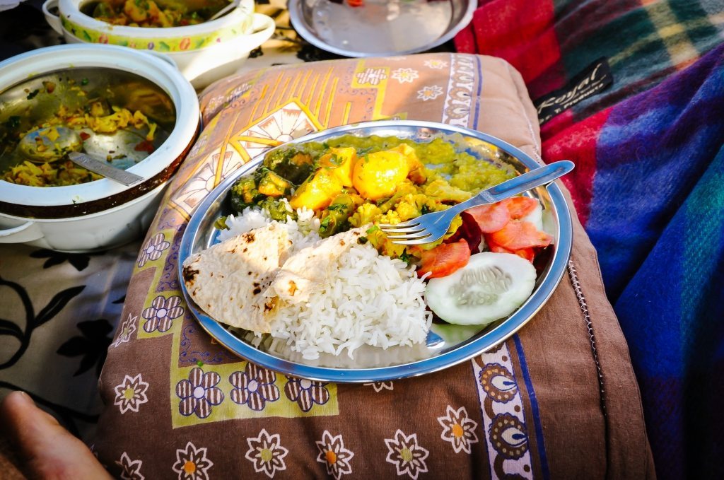 Indian Food Served on the Ganges River