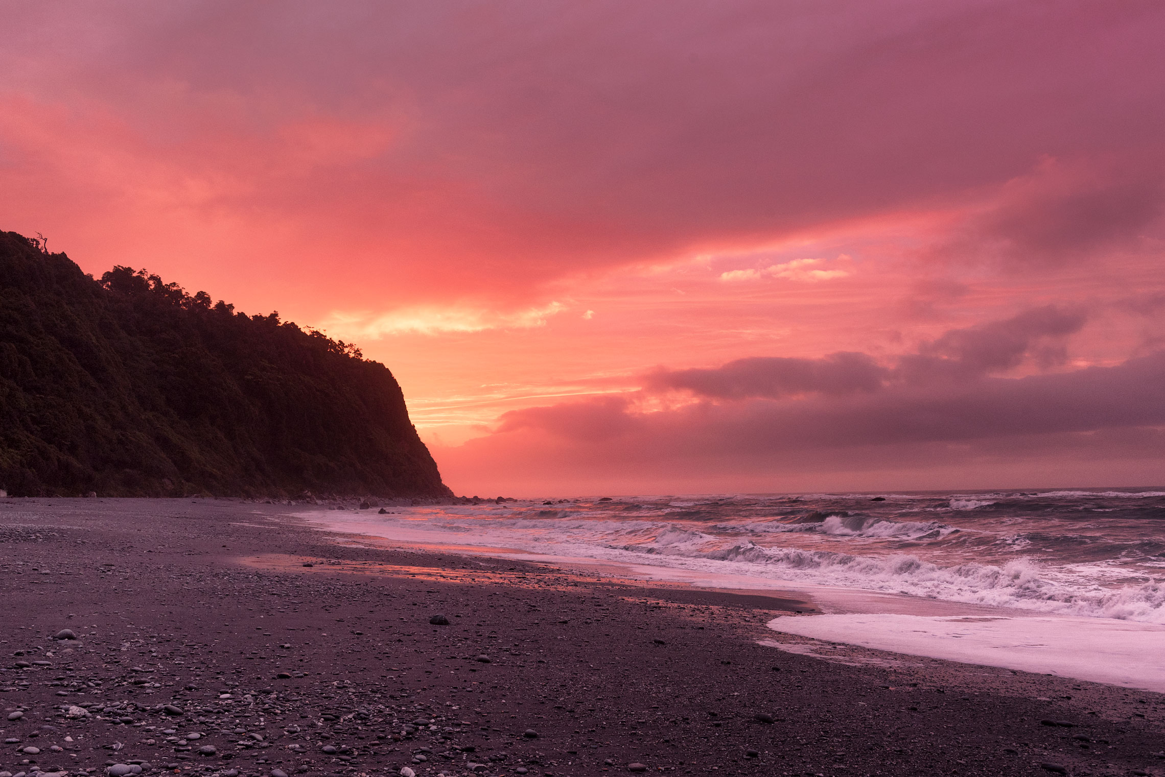 Most Scenic Roads in New Zealand, Great Coast Road, West Coast, Sunset